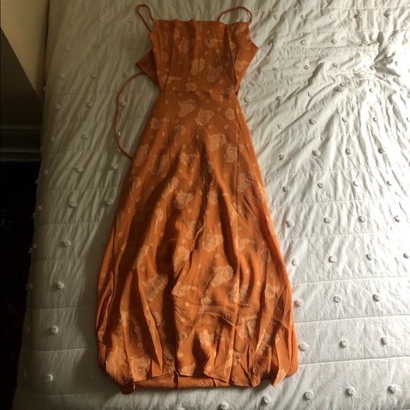 Orange Floral Midi Dress - Picture 5 of 6